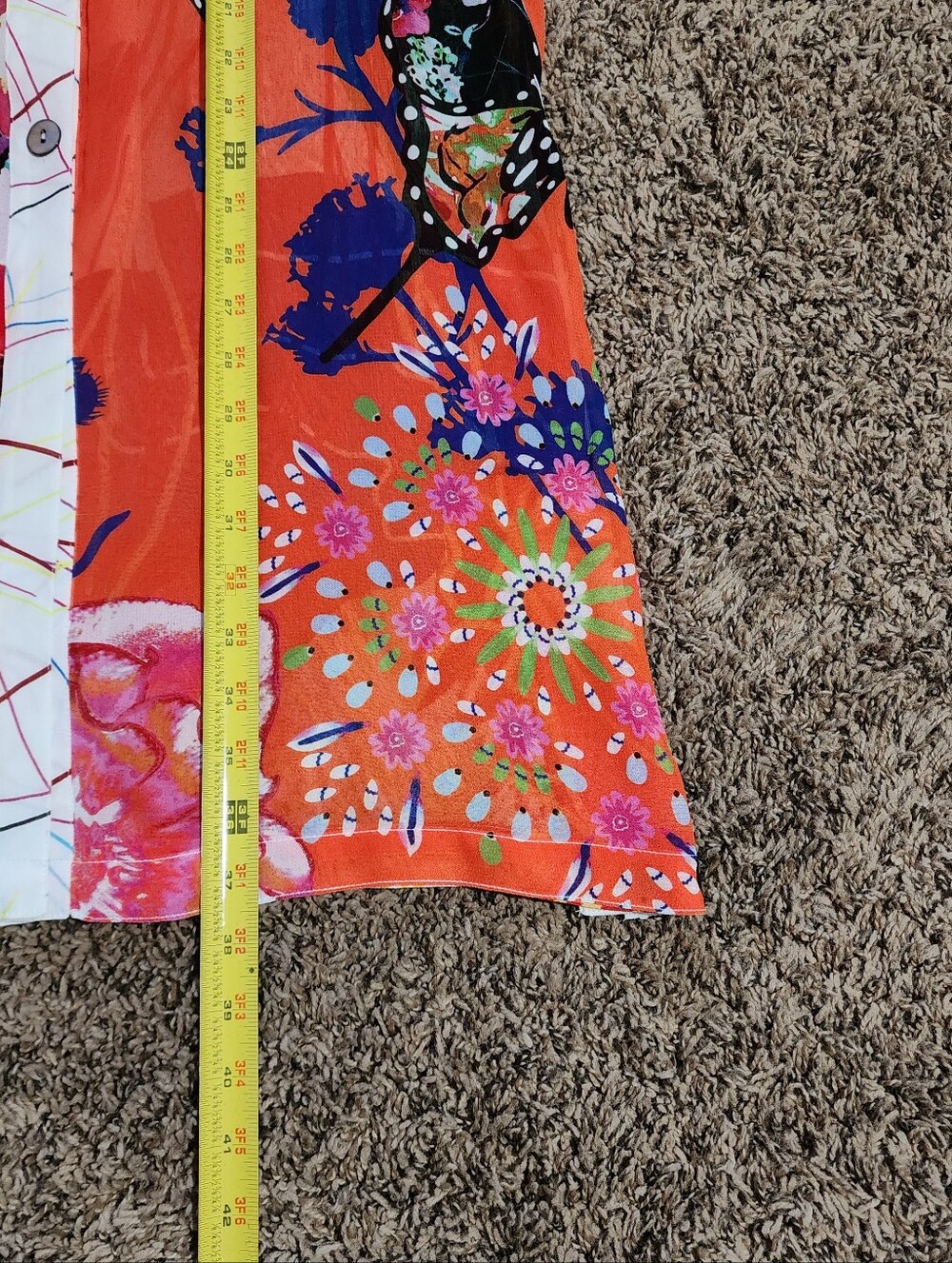 John Mark Vibrant Butterfly Floral Print Sheer Tunic Shirt Button Down Medium - Picture 11 of 13
